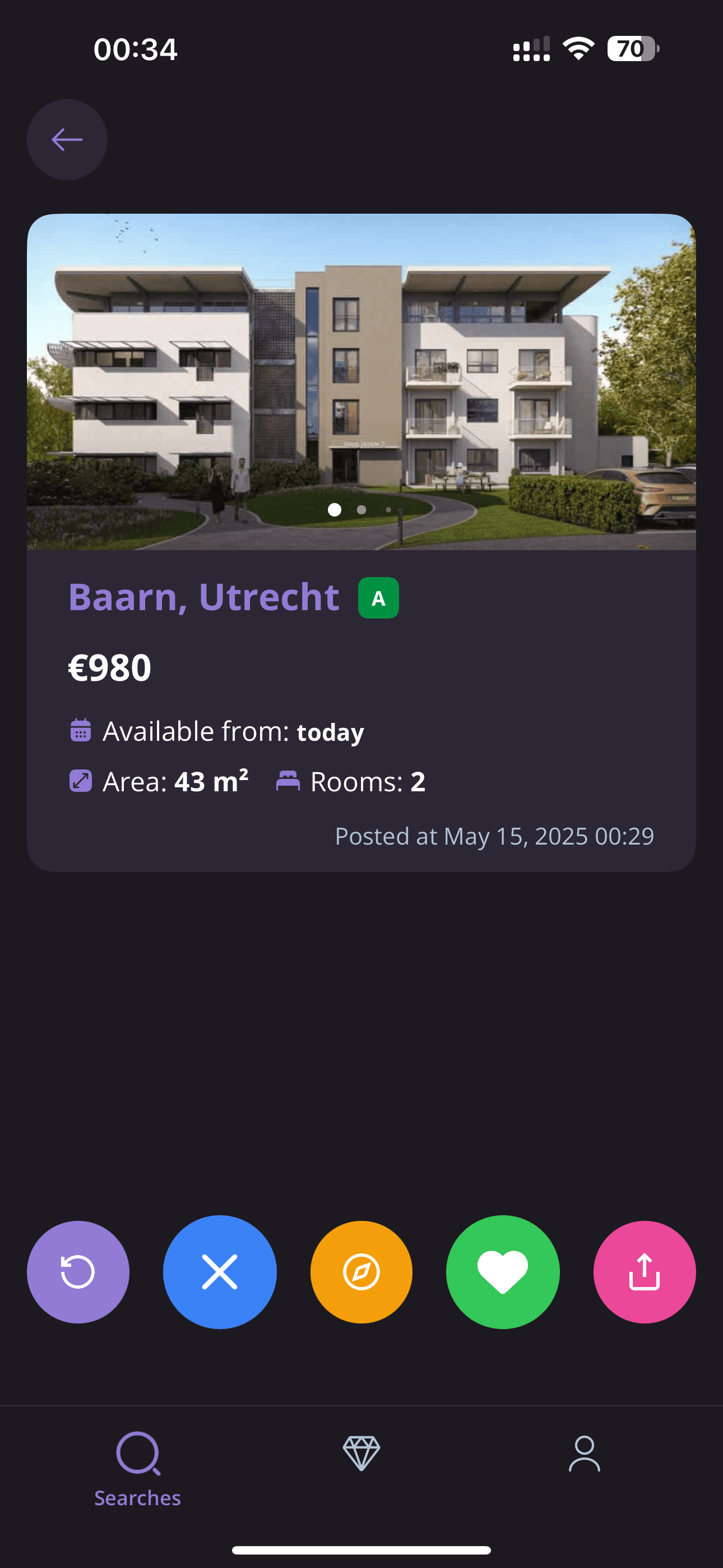 Interfaz de deslizamiento al estilo Tinder para buscar vivienda
